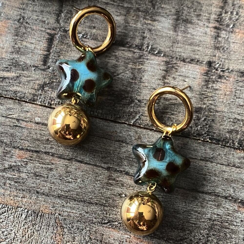 NEW Gold Bauble & Star Dangle Earrings